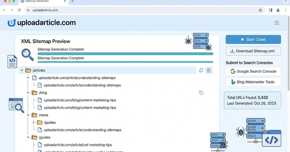 sitemap generator uploadarticle.com